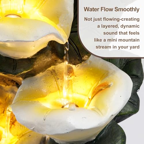 28" Outdoor Water Fountain with Led Lights, 4-Tiered Owl & Calla Lil Water Fountain, Outdoor Garden Waterfall Decor for Garden, Patio, Courtyard by Ayiseedmid - Image 5