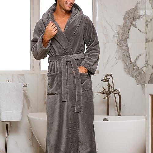 Alexander Del Rossa A0125STLXL Mens Robe, Plush Fleece Hooded Bathrobe Men, Men'S Bathrobes thumb #2