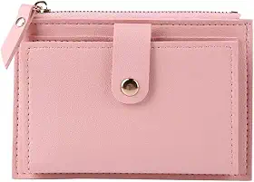 Carteira Feminina Porta Cartão bolso para moedas com zíper em Couro PU modelo pequeno, cartões de crédito, slim luxo.