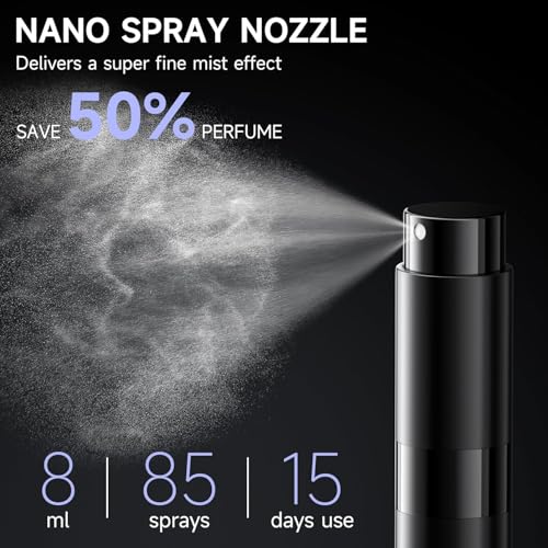 Image of 10ML Mini Perfume Atomizer Spray Bottle, Empty Refillable Glass Travel Cologne Sprayer for Men & Women with Refill Tools (Black-2)