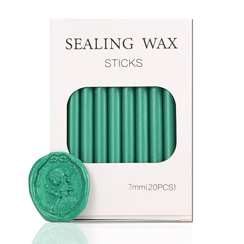 STAMPMASTER - Palitos de cera de sellado blanco verde lago, 20 unidades de 0.27 pulgadas de diámetro, pistola de cera de sellado para invitaciones