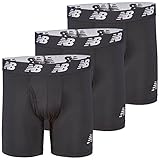 New Balance Men's 6' Boxer Brief Fly Front With Pouch, 3-Pack, Black/Black/Black, Large