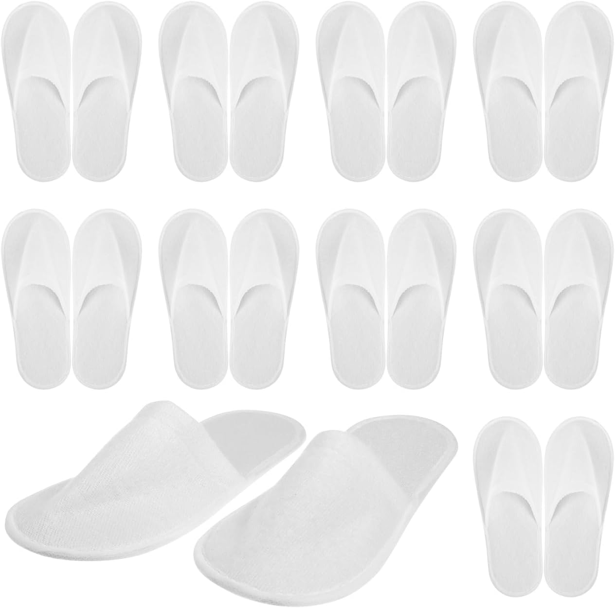 Kichvoe 12 Pairs Disposable Spa Slippers Non-Skid Coral Fleece Closed Toe Hotel and Home Slippers 11.02 Inch Unisex Soft House Footwear for Salon Travel