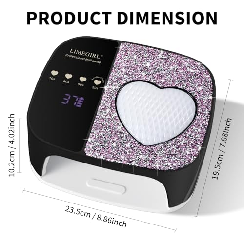 Image of LIMEGIRL UV LED Nail Lamp Kit for Gel Polish Professional Fast Curing Black Dryer Light Set with 4 Timer Settings Cordless Rechargeable Nail Art Cure Machine for Manicure Pedicure at Home and Salon