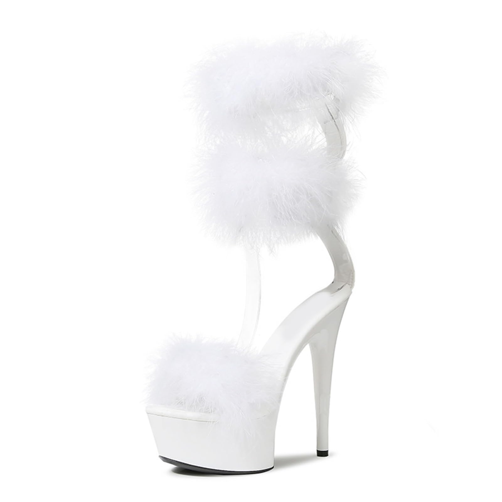 Sandales à Talons Aiguilles à Double Bride de Cheville pour Femmes, Sandales à Talons Aiguilles à Bout Ouvert, pour Mariage, fête Nuptiale, Usage Quotidien