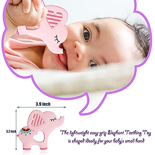 Bigspinach Soft Pink Elephant Teethers For Babies 0-6/6-12 Months Silicone Teething Toy Gift For Girls Gum Massager Anxiety Relief Items #TOP2