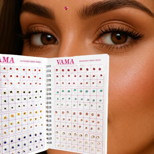 Image of VAMA Fashions Multicolour Stone Self Adhesive Kumkum Bindis Sticker Bindiya Bride Groom Forehead Bindi Spiral Book Booklet for Women & Girls (Multi Size Bindi Book)