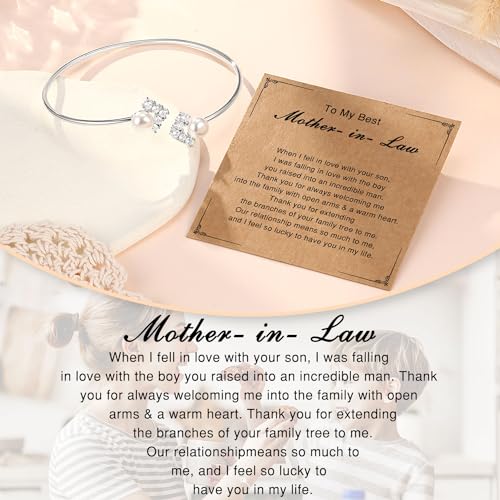Adjustable Bracelet with Pearl for Bonus Mom Mother in Law Birthday Mother Day Christmas4