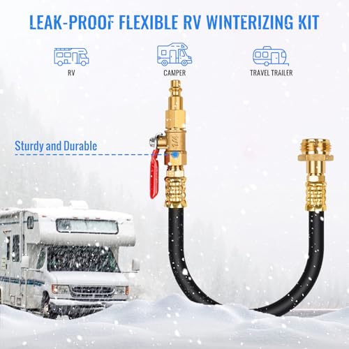 Image of RV Winterizing Kit Sprinkler with Shut Off Valve Winterize Sprinkler System,16.73 Inch Air Compressor Kit Blow Out Adapter Water Blowout Adapter for Camper Travel Trailer Motorhome Boat