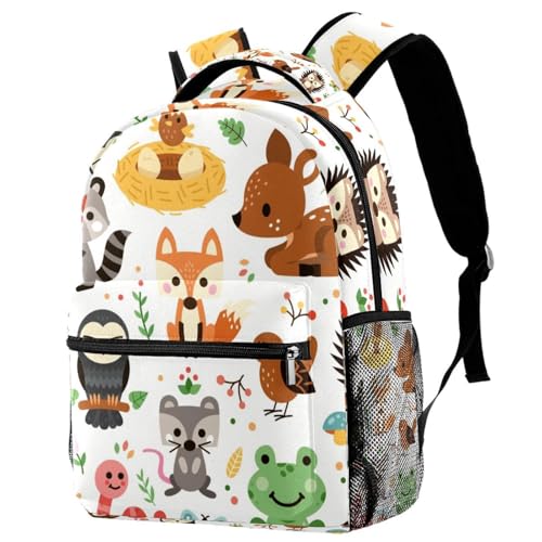 Sac à dos d'école animaux multicolore pour adolescents et enfants de 29.4x20x40cm
