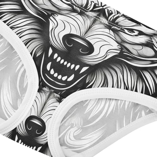 Toddler Underwear Floral 2t Cotton Panties Little Girl Animal Briefs Girls Undies Black White Wolf Head4