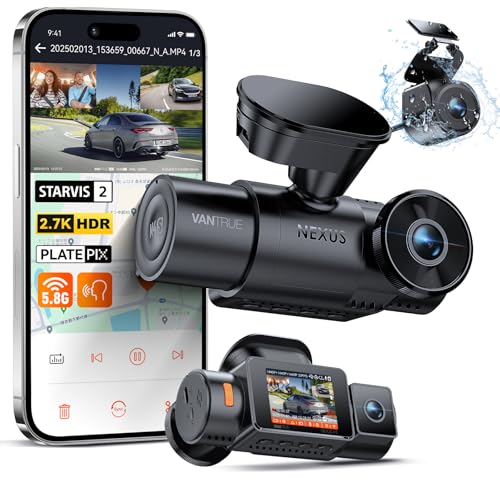VANTRUE N4S 3 Lens STARVIS 2 Dashcam Auto, 5GHz WiF GPS 1944P+ 1440P+ 2.5K Dash Cam, 3 Channel HDR Nachtsicht Dashcams 10S. Puffer Parkmodus, LTE Optional, Sprachsteuerung, Max 1TB Schwarz
