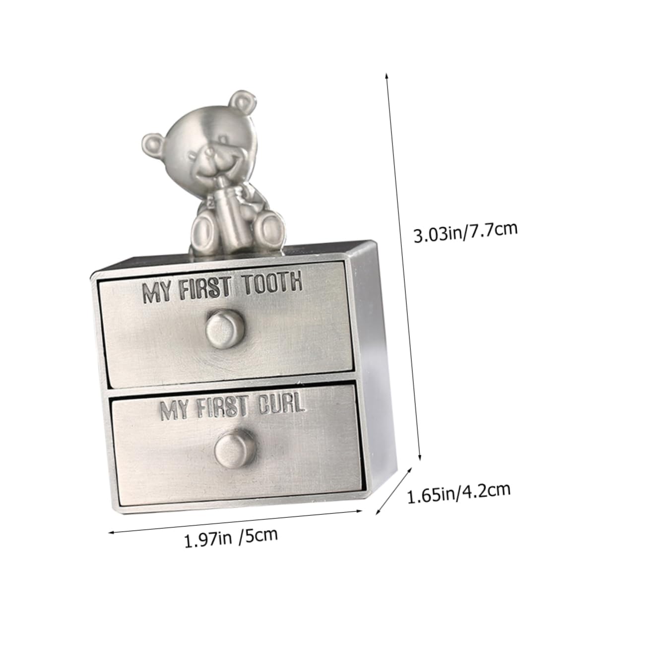 Beatifufu Baby Teeth Box Set Metal Curl Storage First Tooth Keepsake Organizer 2pcs