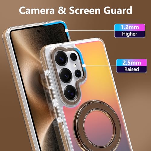 Image of Magnetic for Samsung Galaxy S26 Ultra Case with Stand [Compatible with Magsafe] [Cute Fluorescent Design] [1 Screen Protector] Slim Translucent Matte Case for Galaxy S26 Ultra 6.9 inch, Desert