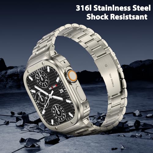 Image of MioHHR Stainless Steel Band with Case for Apple Watch Bands Ultra 3 /2 /1