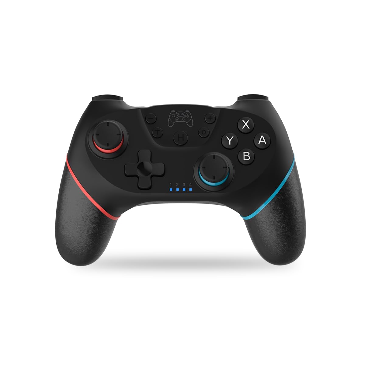 NK Mando Switch Inalámbrico - Switch/OLED/Lite/Pro con Función Wake, Ajustes Macro,Bluetooth, 6 ejes, Función Turbo, Dual Shock Doble Vibración, LED Indicadores - Color Negro (Rojo y Azul) - 2