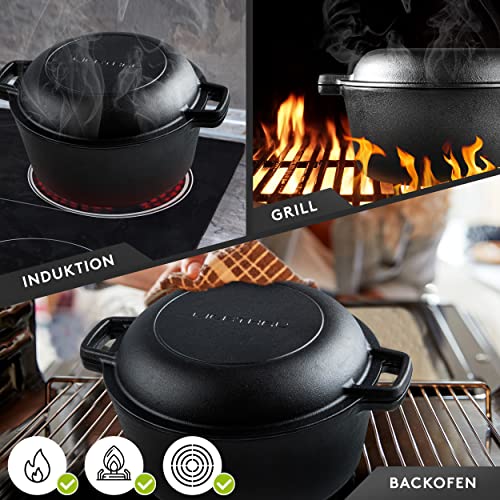 Pentola in Ghisa per Cuocere il Pane - Robusta Con Inserto in Silicone Antiaderente Su Misura - Stampo Con Coperchio 4,6 L - per Arrosto - immagine 6