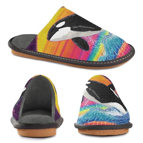 House Slippers Digital Killer Whale Print, Outdoor Indoor Unisex Rubber Sole Memory Foam 4-53