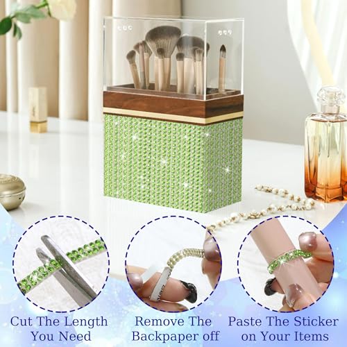 Cinta autoadhesiva de diamante verde claro para molduras interiores de coche y manualidades 4