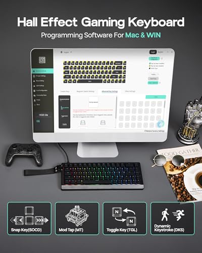 Image of EPOMAKER HE68 Lite Hall Effect Gaming Keyboard, 8k Polling & 128K Scan Rate, 0.005mm Adjustable Trigger, 0.125ms Latency, 5-Layer Sound-Dampened, Snap Key, SOCD, A-RGB, Wired, Mac Software (Black)