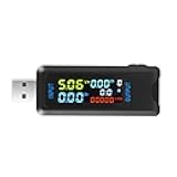FTVOGUE USB Voltage Current Tester, Digital IPS Display Multi Function Power Meter with 9 Groups Data Storage, for Chargers Cables Laptops Phones Type C Devices (6527-U)