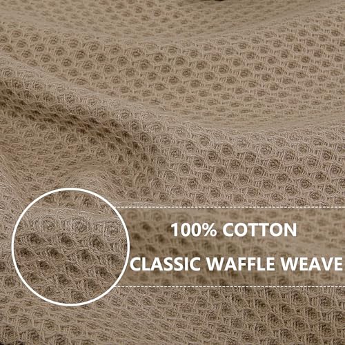 Image of Homaxy 100% Cotton Waffle Weave Kitchen Dish Cloths, Ultra Soft Absorbent Quick Drying Dish Towels, 12 x 12 Inches, 12-Pack, Tan