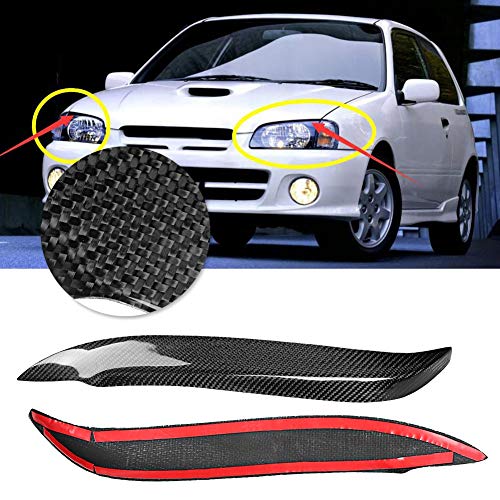Keenso Headlight Eyebrow Cover, Headlight Eyebrow Cover Trim Sticker Car Exterior Decoration Fits for Toyota Starlet Glanza EP91 1996-1999