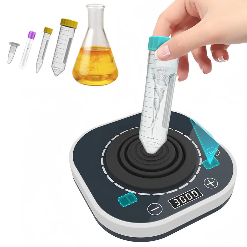 Mezclador de vórtice de laboratorio, mini agitador para mezclar frascos y tubos de ensayo, velocidad ajustable 100-3000 rpm, oscilación circular de 4 mm, pantalla LED, control táctil, luz ambiental