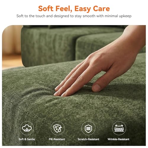Image of MONVANE 3-Piece Boneless Loveseat Couch Set for Living Room, Oversized Modular Sectional Sofa Set with Removable Armrests, Comfy Chenille Cloud Couch with 12 Pillows, No Assembly Required, Green