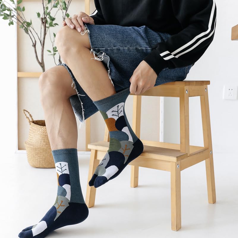 Calcetines Tabi divertidos de algodón Happyyami estilo japonés dos dedos para chanclas 4