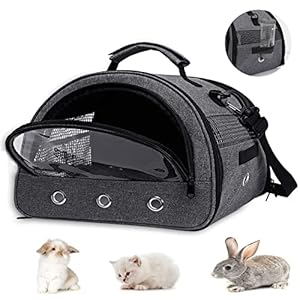 Guinea Pig Carrier, Small Pet Hamster Carrier Bag, Rabbit Bunny Travel Carrier Outdoor Handbag, Breathable Carrier for Small Animals with Water Bottle Holder & Removable Liner (Grey-Large)