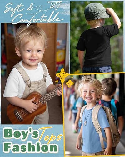 Image of Oakgarden 3 Pack Toddler Boys Crewneck T Shirts | 18M-5T, Short Sleeve Solid Tees, Soft Basic Tops, Baby Summer Clothes, Daycare, Preschool, Playdates, Daily Wear