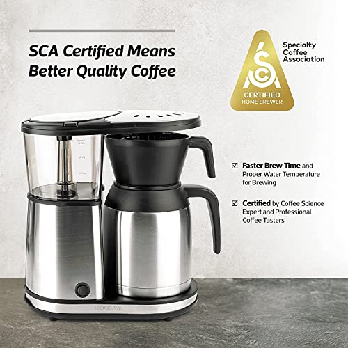 Bonavita 5 Cup Drip Coffee Maker Machine, One-Touch Pour Over Brewing W/ Double Wall Thermal Carafe, Sca Certified, 1100 Watt, Bpa Free, Dishwasher Safe, Stainless Steel, Bv1500Ts #TOP3