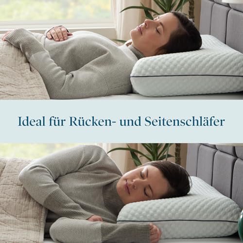 LUCID Gel Memory Foam Kissen 40x70 cm – atmungsaktiv – kühlende Wirkung – Bezug waschbar – Öko-Tex Kopfkissen, Weiß
