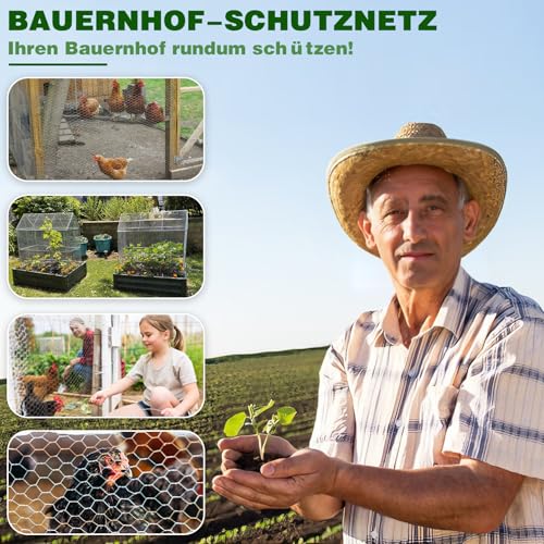 Maschendraht Maschendrahtzaun Hasendraht Kaninchendraht 12 M x 40 cm Drahtgitter Wühlmausgitter Volierendraht Hühnerdraht Mäusegitter Kükendraht Maschengröße 2,5 x 1,5 mm