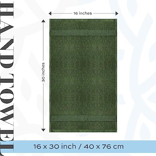 White Classic Luxury Hand Towels For Bathroom-Hotel-Spa-Kitchen-Set - Circlet Egyptian Cotton - 16X30 Inches - Set Of 6 (Forest Green) #TOP6