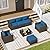 LOUVIXA 7 Piece Outdoor Patio Furniture Set, Rattan Chairs Glass Table Wicker Conversation Seating Sectional Sofa with Cushions Colorful (B-Coffee-Peacock Blue, B-7 Pieces-Tilted Back)