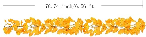 Miniatura 2 de Emivery Paquete de 2 guirnaldas artificiales de hojas de ginkgo, hojas de otoño falsas para colgar hojas de ginkgo amarillas para el hogar, fiesta,