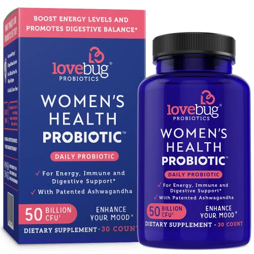 Lovebug Complete Mood Probiotic | 10 Clinically Studied Probiotic Strains & Patented Organic Ashwagandha for Cortisol and Serotonin Support | Natural Energy | Adaptogenic Stress-Defense | 30 Count