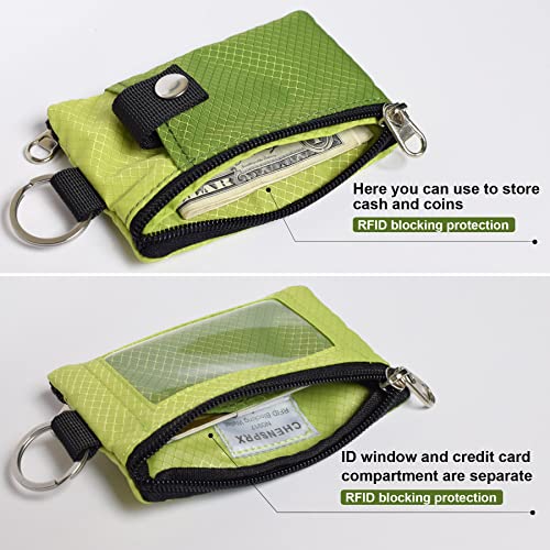 Image of CHENSPRX Minimalist RFID Blocking Small Wallet with ID Window,WaterResistant Zip Id Case Wallet with Lanyard Keychain for Cards,Cash,Travel,Women,Men