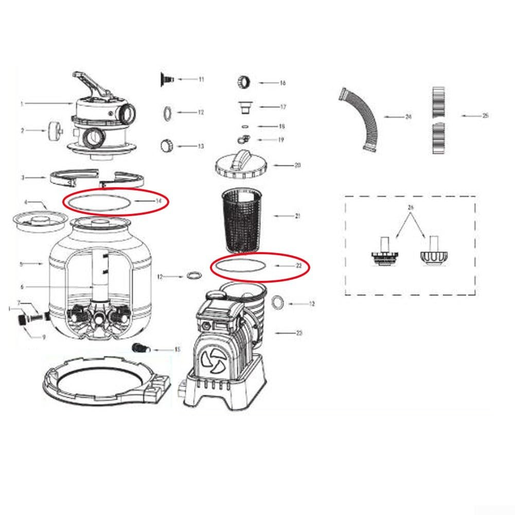 Kit de Juntas para Filtro de Arena para intex 58366 58367E 58495 Repuesto Gomas Estancas Duraderas Agua Claridad Filtrado(20pcs)