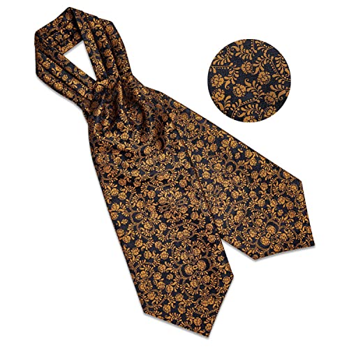 Image of DiBanGu Silk Woven Ascot Cravat with Pocket Square Set for Men | Paisley Ascot,Wrinkle-Resistant,Silky Smooth,Easy to Match,Cufflinks,Tie Ring,Wedding,Ceremonies,Party Occasions,Banquet