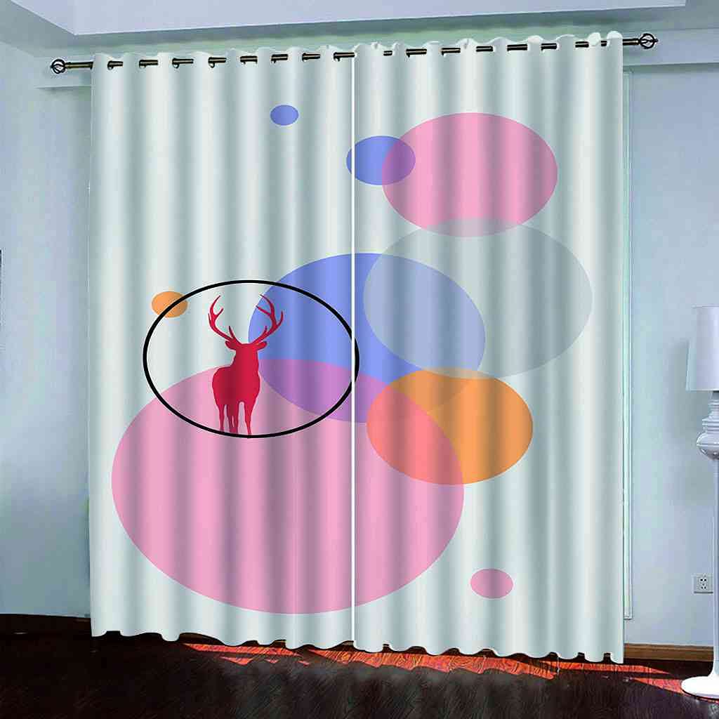 Rideau occultant thermique salon 140x160 cm, lot de 2 rideaux géométriques rose pour enfant