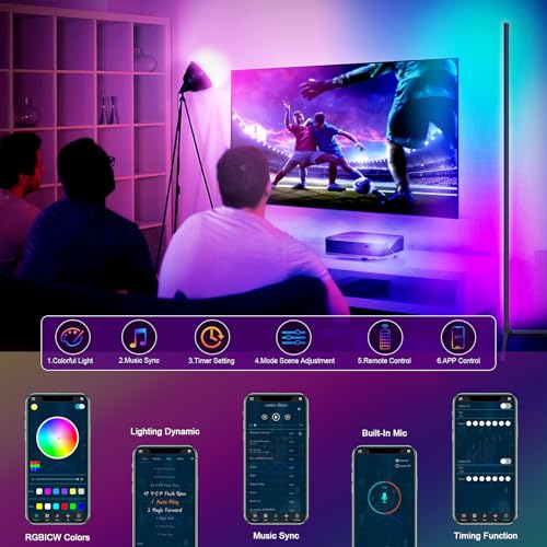 CS COSDDI Lámpara de pie regulable con app para iluminar rincones oscuros del salón 3