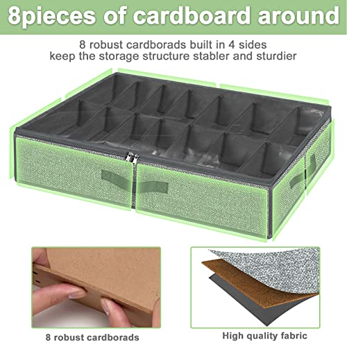 Image of homyfort 28 Pairs Shoe Organizer Under Bed, Underbed Shoe Storage Boxes Bins, Organizador De Zapatos, Extra Large Zapateras Organizer, Grey, Set of 2