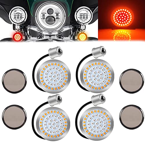 yifengshun 1156 48LED Moto Avant Et ArrièRe Clignotant 5cm Avec Lentille FuméE Super Lumineux Et éTanche Rouge+Ambre LED Kit De Clignotants Pour Harley...