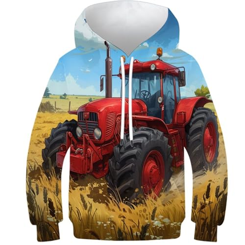 Sweatshirt Tracteur 3D pull ado fille garçon manches longues vêtement hiver 12 ans