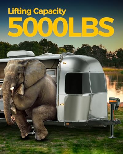 Image of KYX Electric Trailer Jack 5000LBs,Electric Jack witj Waterproof Cover | Electric Trailer Jack 5000LB, Electric A-Frame Tongue Jack,9.84 inch-33.85 inch Waterproof for Travel Trailer,12V DC Hard Wiring