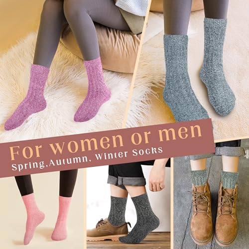Image of LOCONHA Womens Wool Socks 5 Pairs Winter Warm Sock Thick Knit Cabin Cozy Crew Soft Socks Gifts for Women