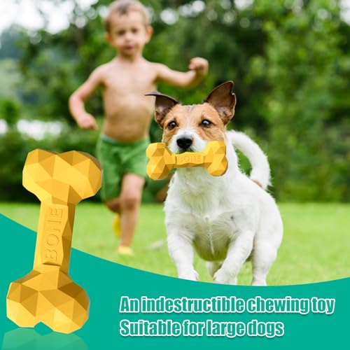 SAVOSWEET Kauspielzeug Hund Knochen Gummi, Hundespielzeug Knochen Unzerstörbar, Hundeknochen Kleine Hunde Gelb, Geeignet für Hunde Innerhalb von 5 Kg, Hundespielzeug zur Zahnreinigung